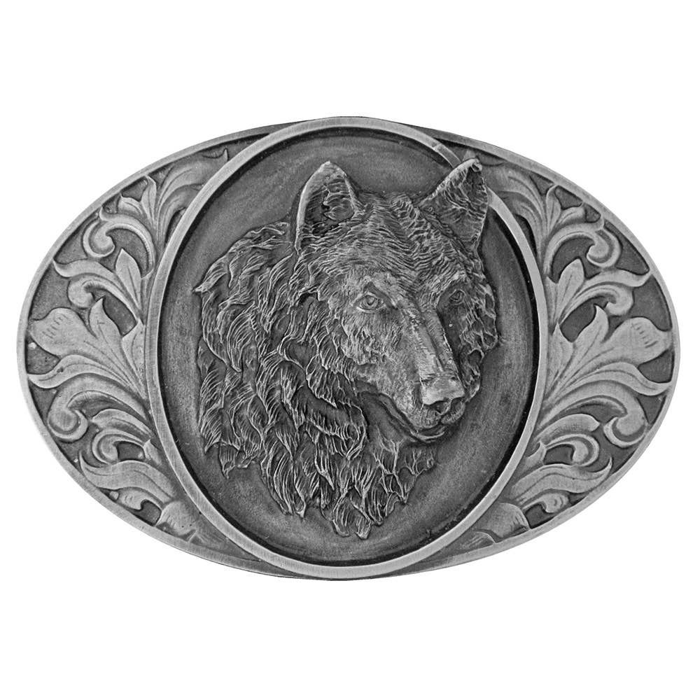 WE Wolf Belt Buckle, Options: Wolf w/ Scrolls