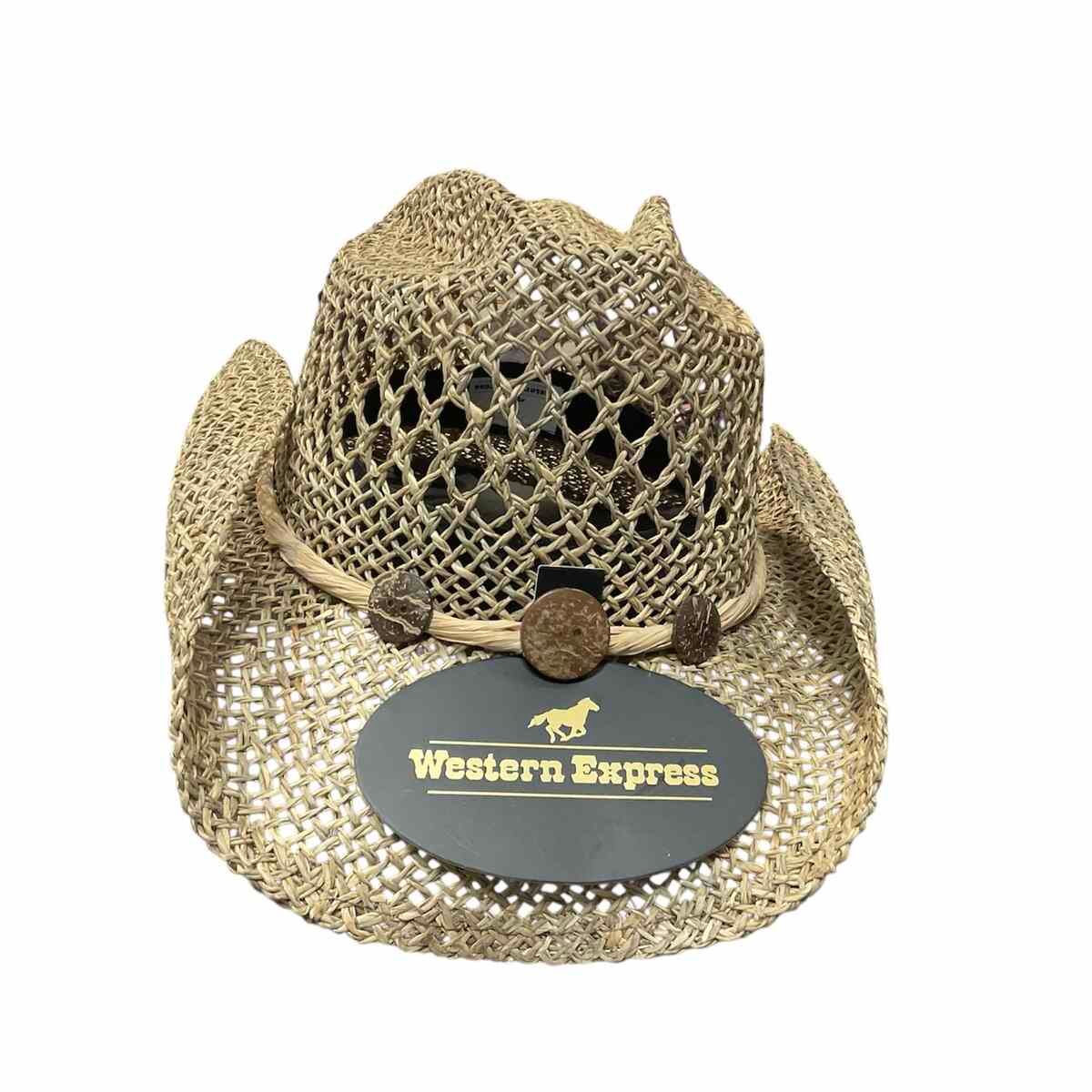 WE Tan Seagrass Western Hat, Size: S/M