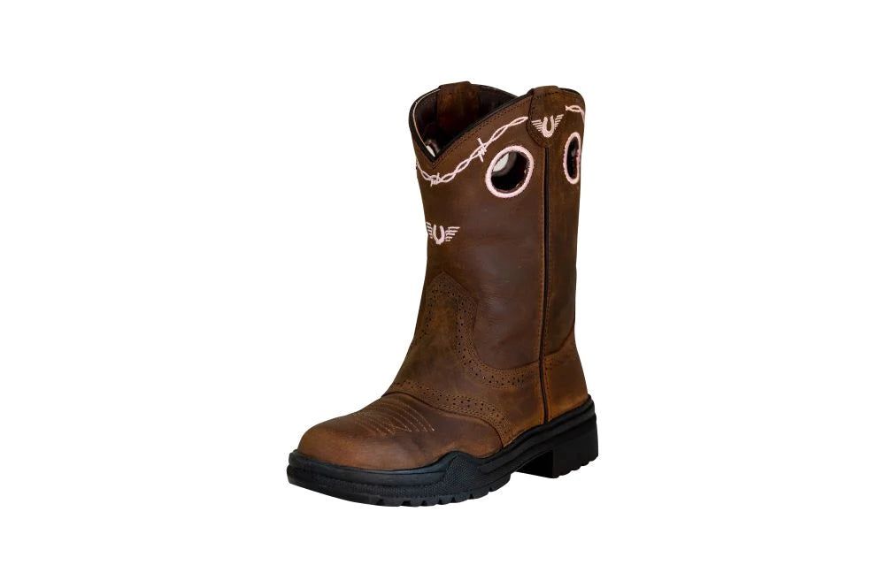 Youth Yosemite Round Toe Western Boot, Color: Brown, Size: 4