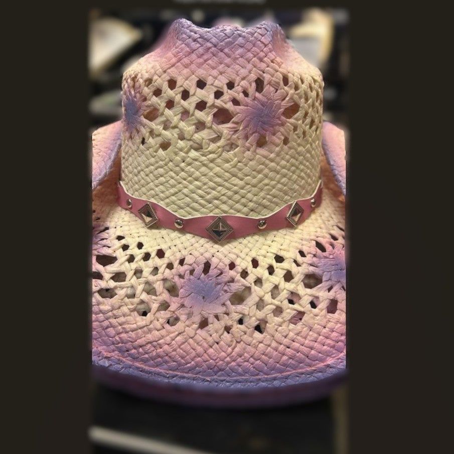 WE Straw Western Hat, Color: Lavender, Size: S/M