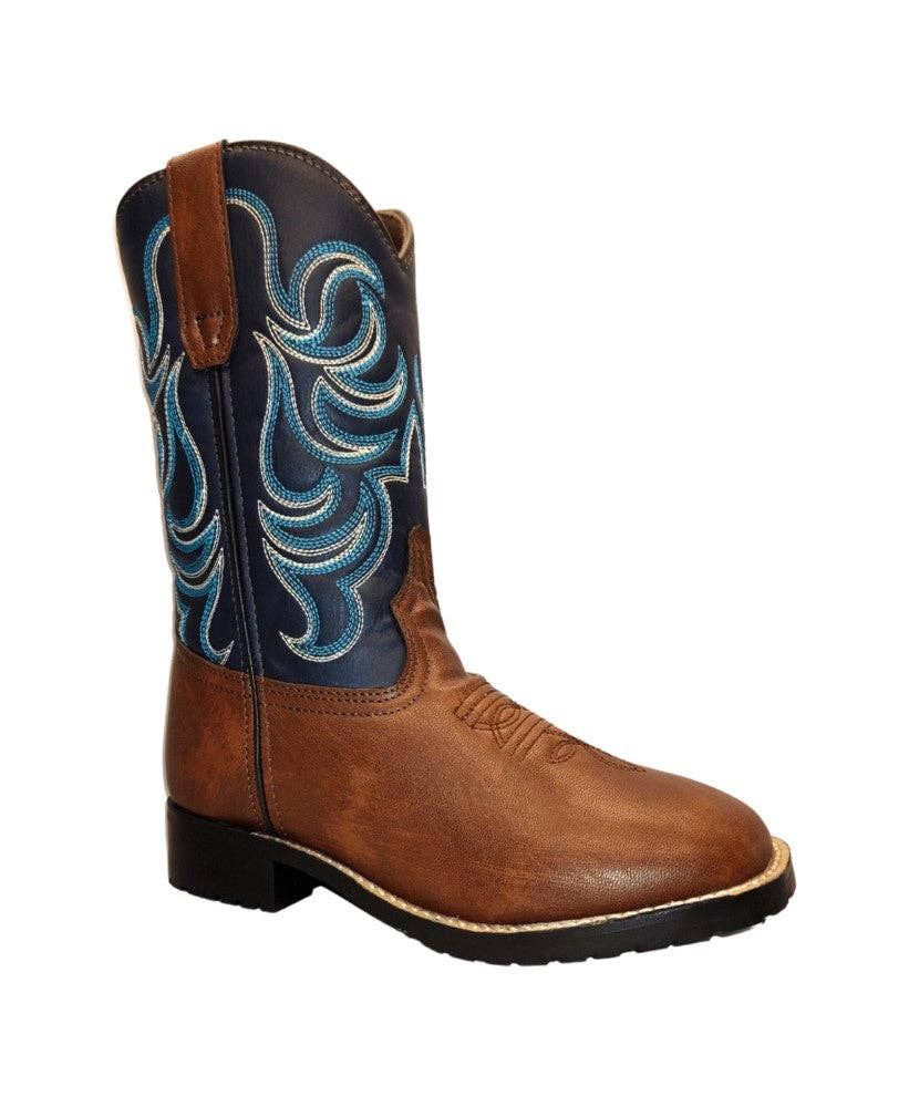 Youth Zion Square Toe Western Boot, Color: Brown, Size: 4