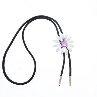 White Enamel Daisy Bolo Tie