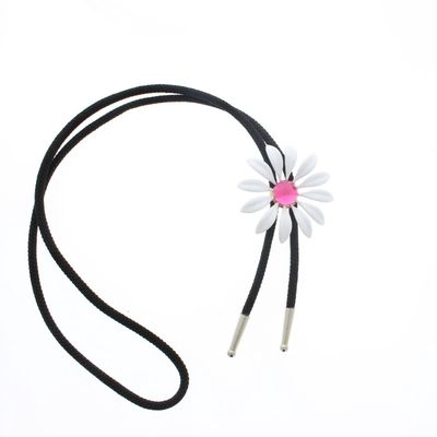 White Enamel Daisy Bolo Tie