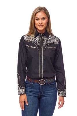 Women's Embroidered Western Inspired Long Sleeve Shirt