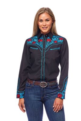 Women's Embroidered Western Inspired Long Sleeve Shirt