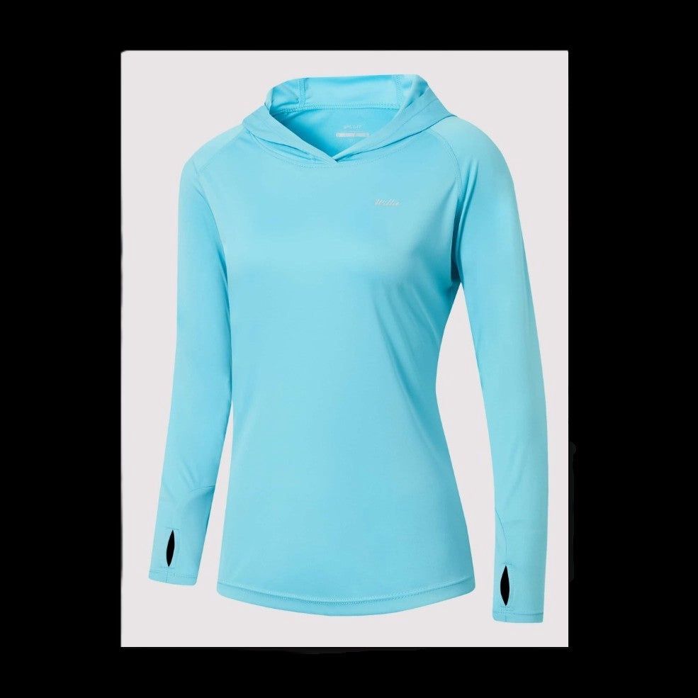 Women's UPF 50+ Sun Shirt Hoodie, Color: blue-1, Size: 2XL