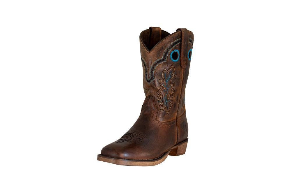 Youth Rushmore Square Toe Western Boot, Color: Brown, Size: 4