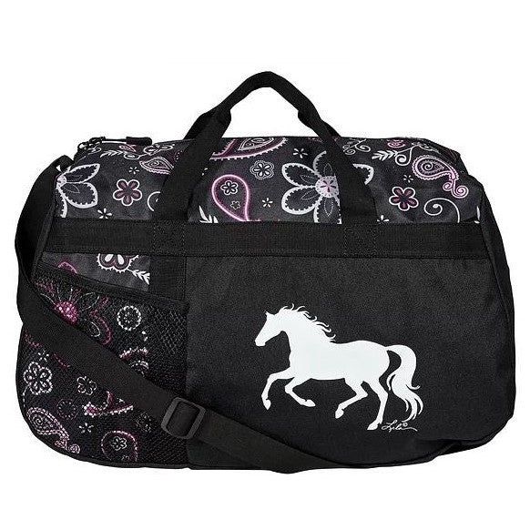 “Lila” Patterned Horse Duffle Bag, COLORS: white-patterned