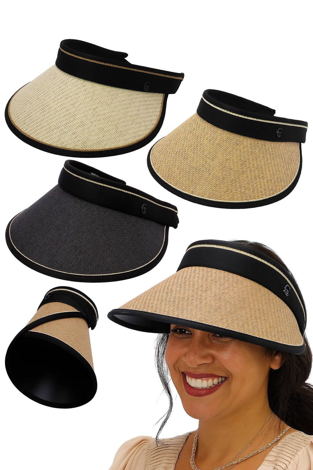 Roll-up Sun Visor Paper Straw, Color: ASST, Size: O/S