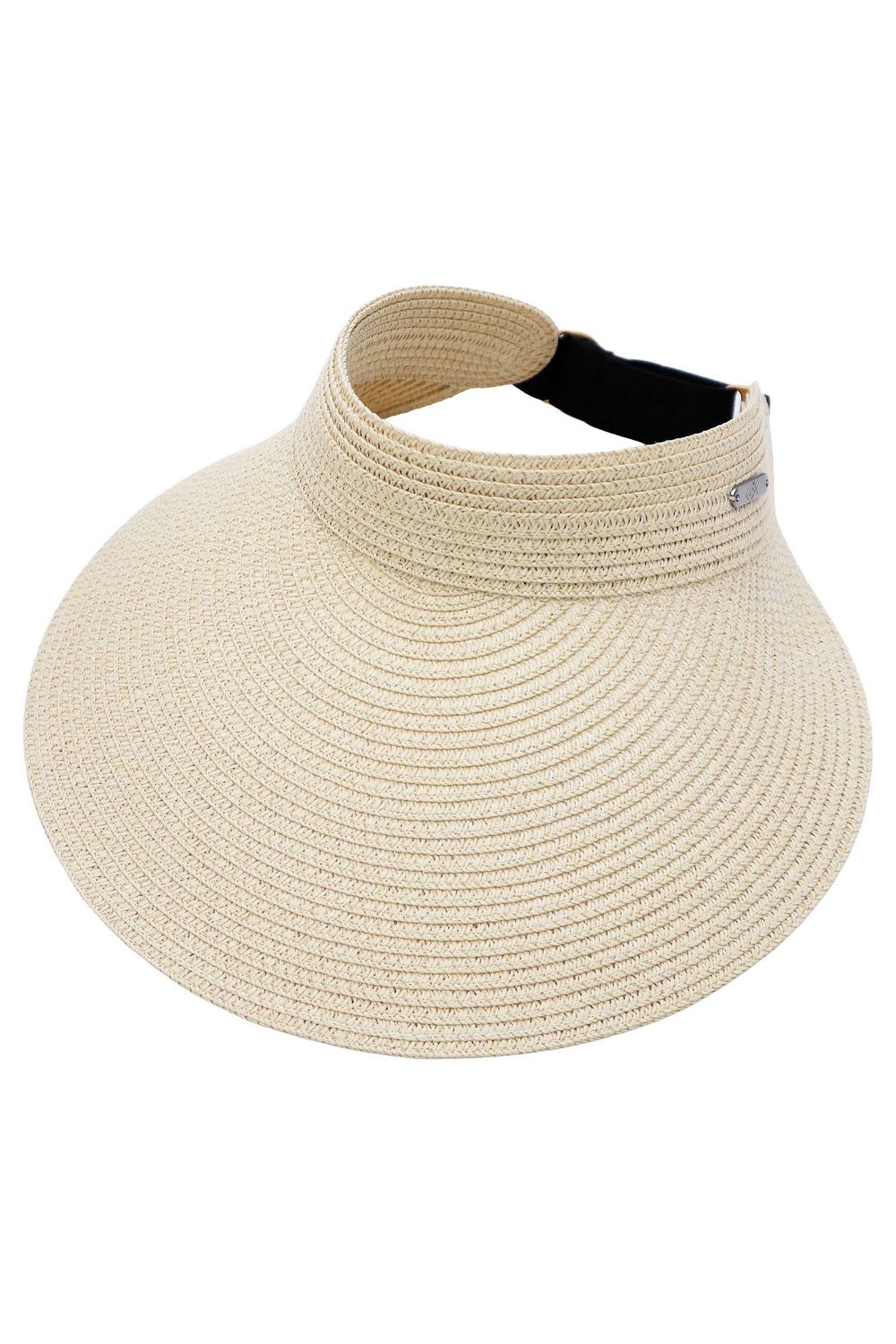 Wide Brim Paper Straw Pack-n-Go Roll-Up Sun Visor, Color: BEG, Size: O/S