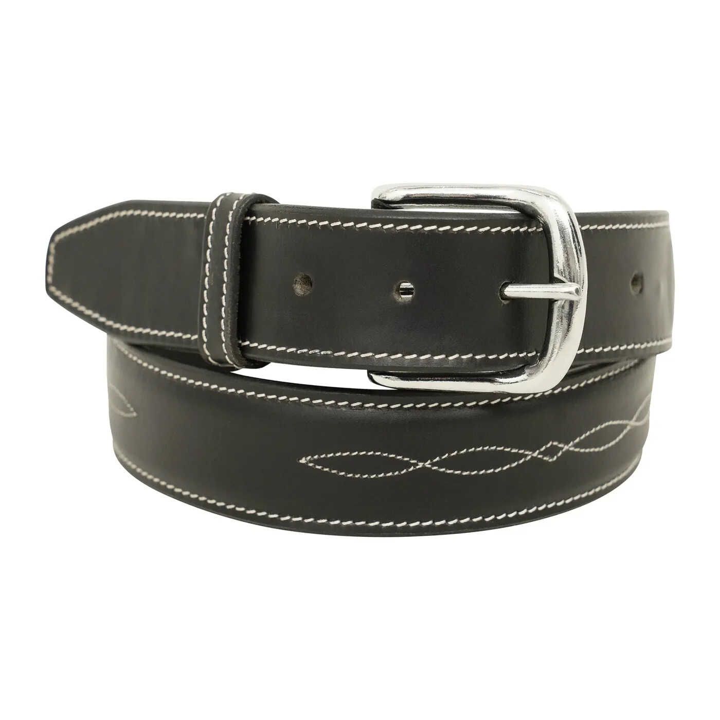 Fancy Stitched Ladies belt, Color: BLK, Size: XS