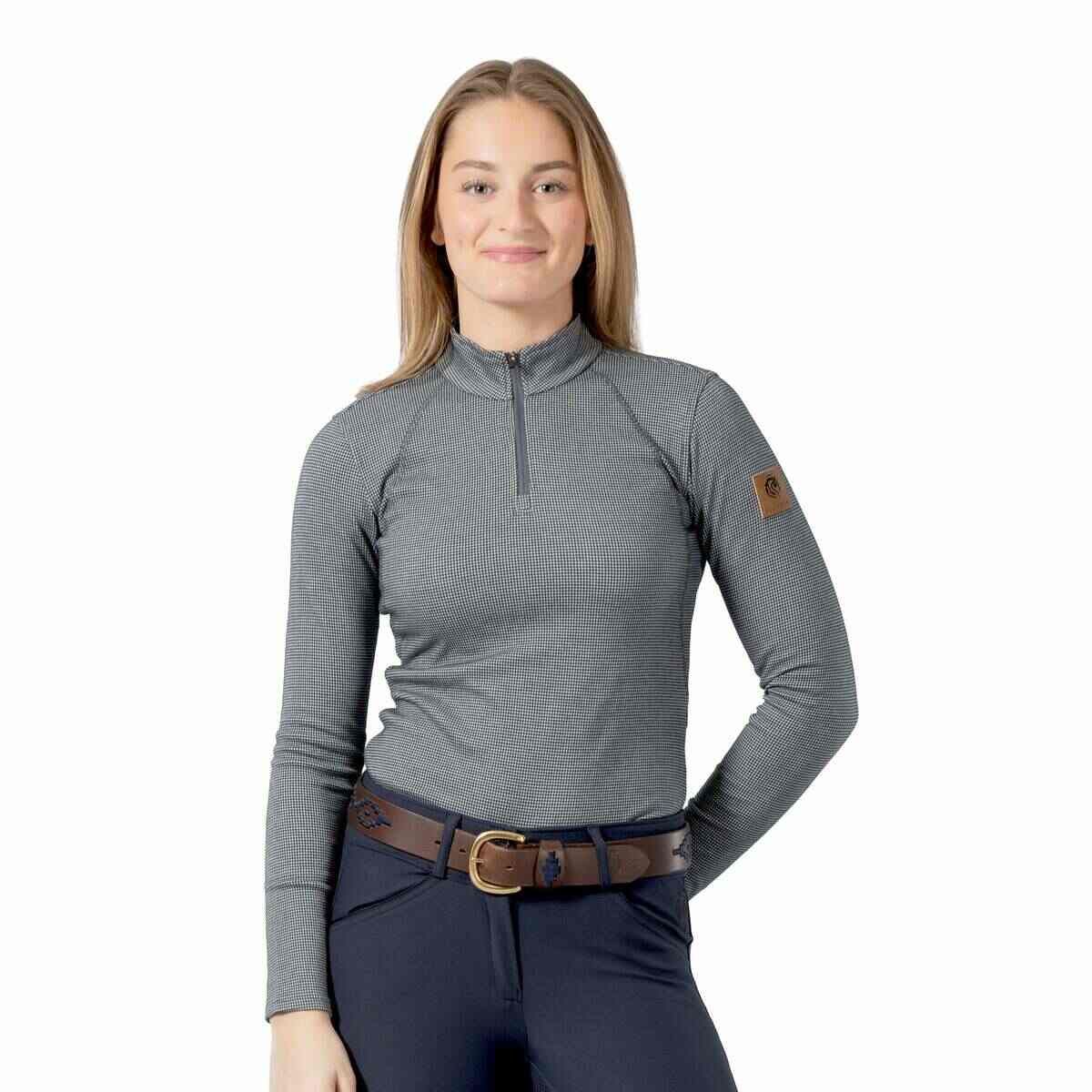 Lara Womens Houndstooth Quarter Zip, Color: NVY/WHT, Size: XL