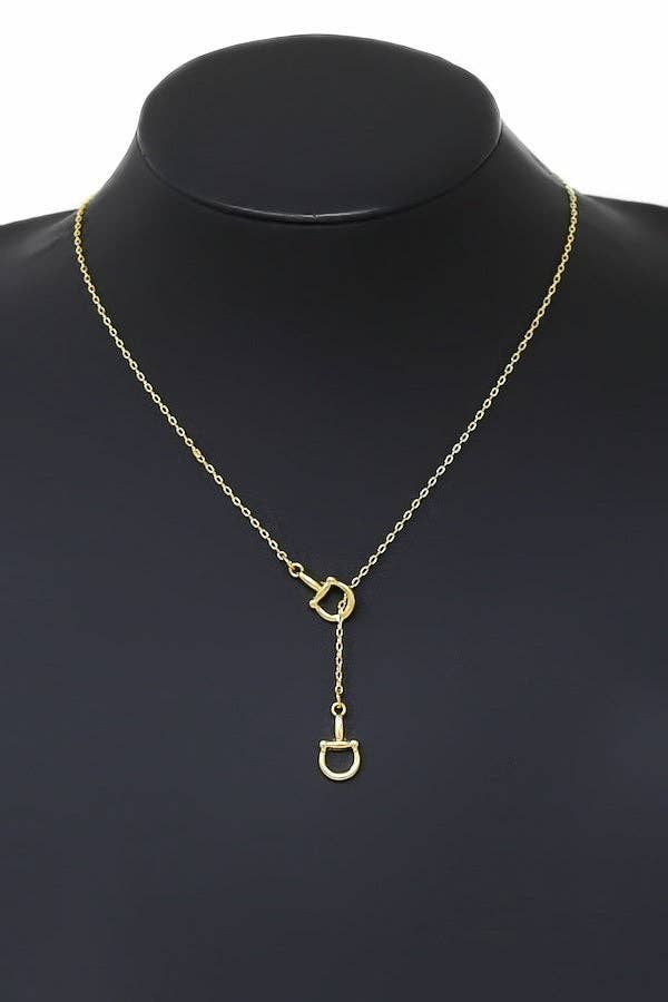 Horse Bit Lariat Necklace, Color: GLD