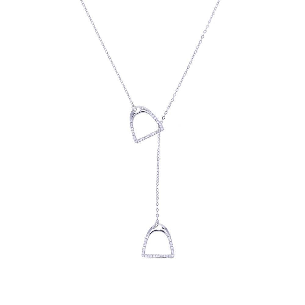 Lariat Stirrup Necklace, Color: SLV, Size: STD