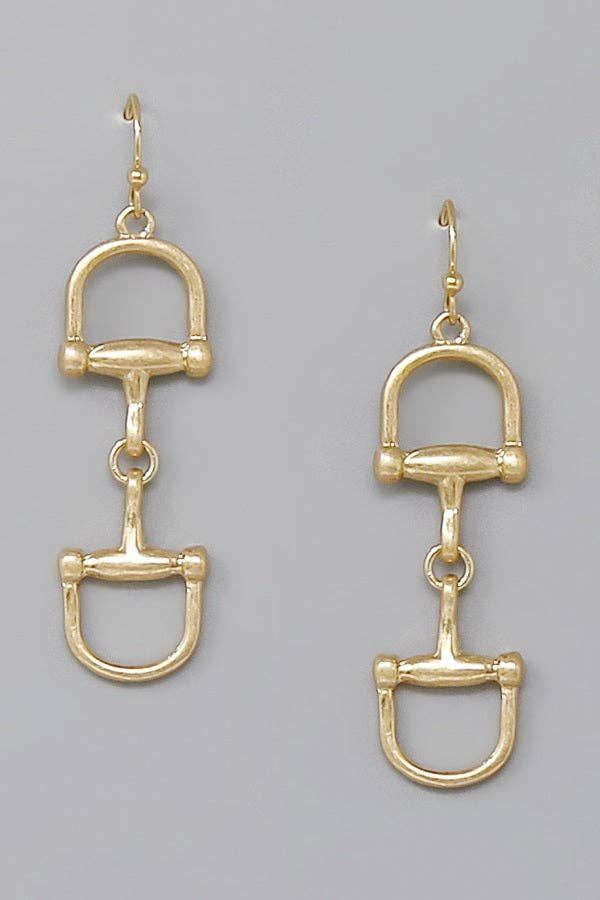 Horse Bit Dangle Earrings, Color: WGLD