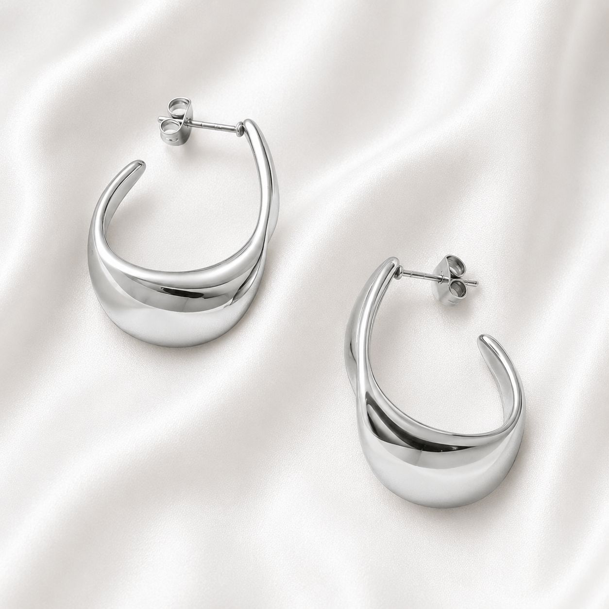 Signature Gold Hoop Silver Earrings