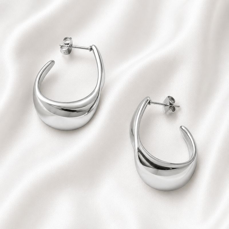 Signature Gold Hoop Silver Earrings