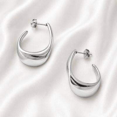 Signature Gold Hoop Silver Earrings