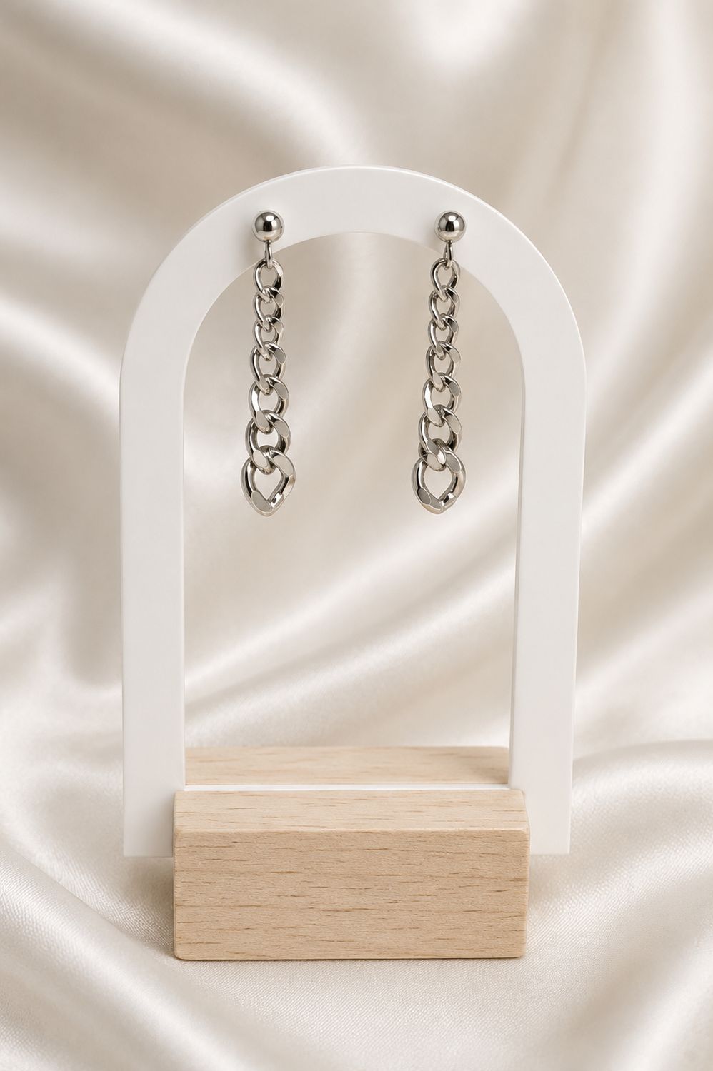 Chain Drop Silver Earrings