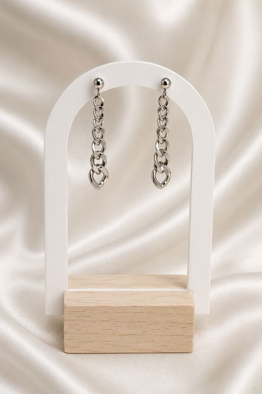 Chain Drop Silver Earrings
