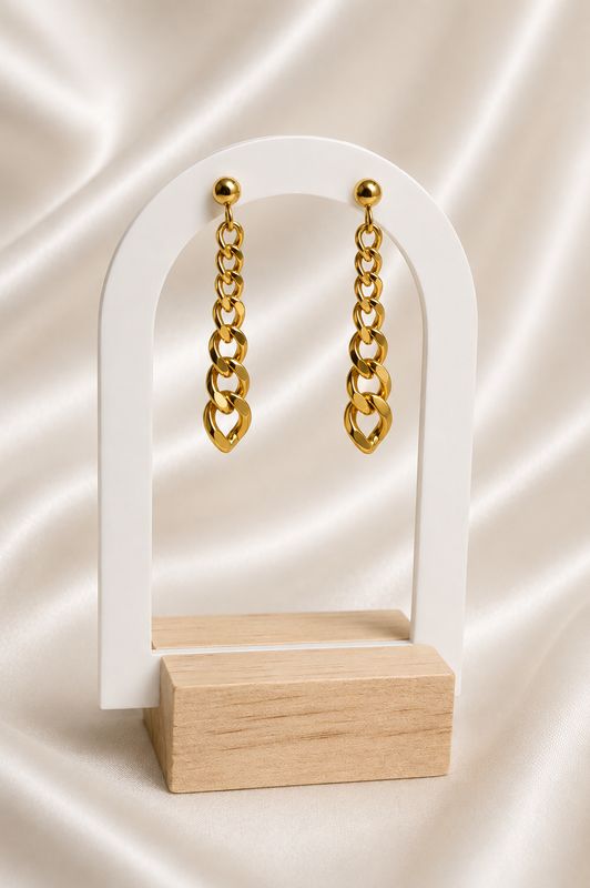 Chain Drop Gold Earrings