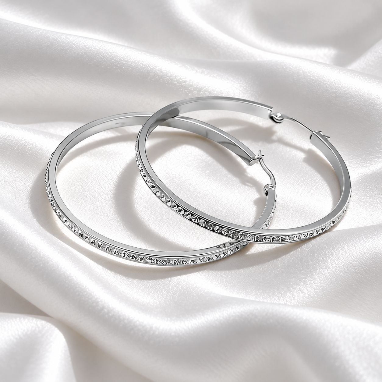 Silver Diamanté Hoops