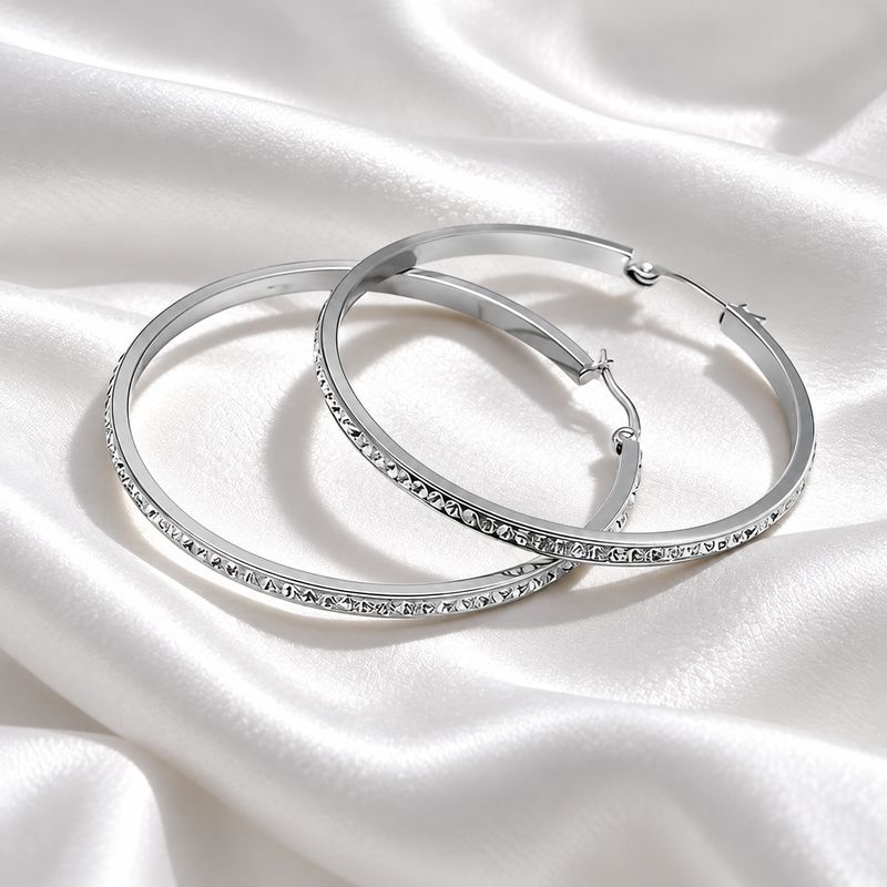 Silver Diamanté Hoops