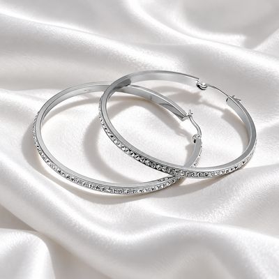 Silver Diamanté Hoops