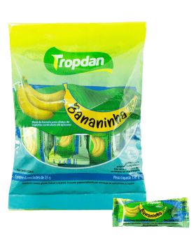 Pack of 6 sugar-free banana bars, 25g each / Box of 3 packs.