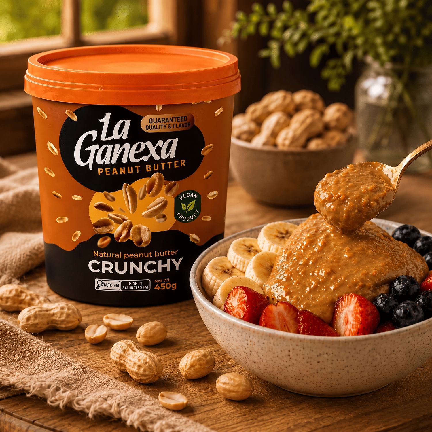 Set of 2 jars of crunchy peanut butter