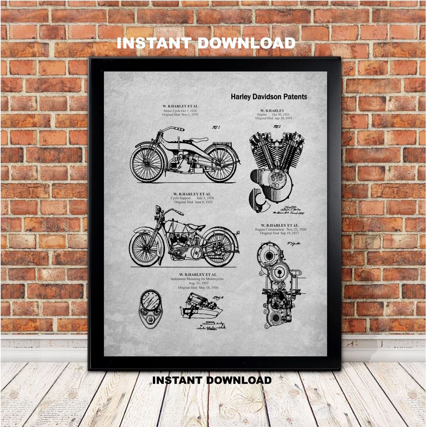 Printable Motorcycle Patent Collection- A Curated Collection of Harley Davidson Vintage Patents