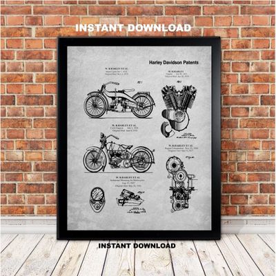 Printable Motorcycle Patent Collection- A Curated Collection of Harley Davidson Vintage Patents