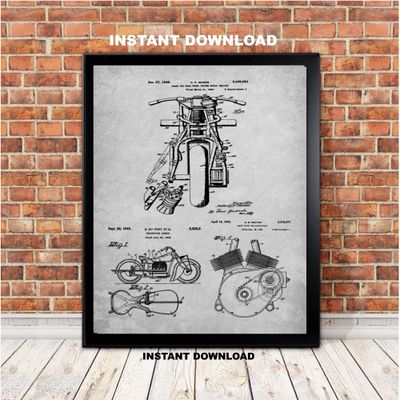 Printable Patent Indian Motorcycle Print  a Curated Collection Vintage Patents