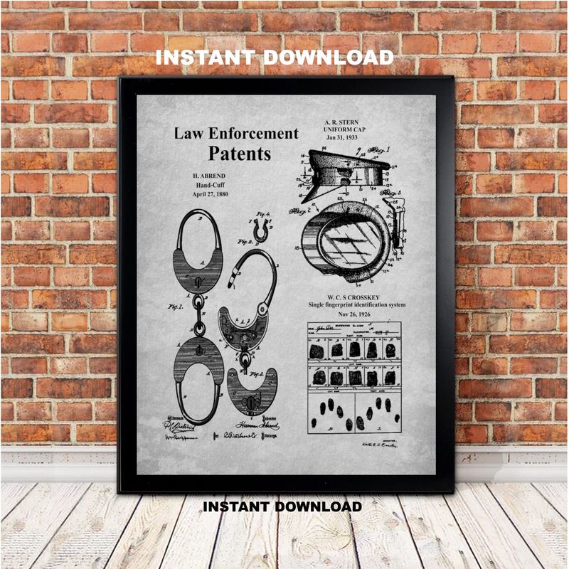 Printable Police Wall Art Patent Curated Collection