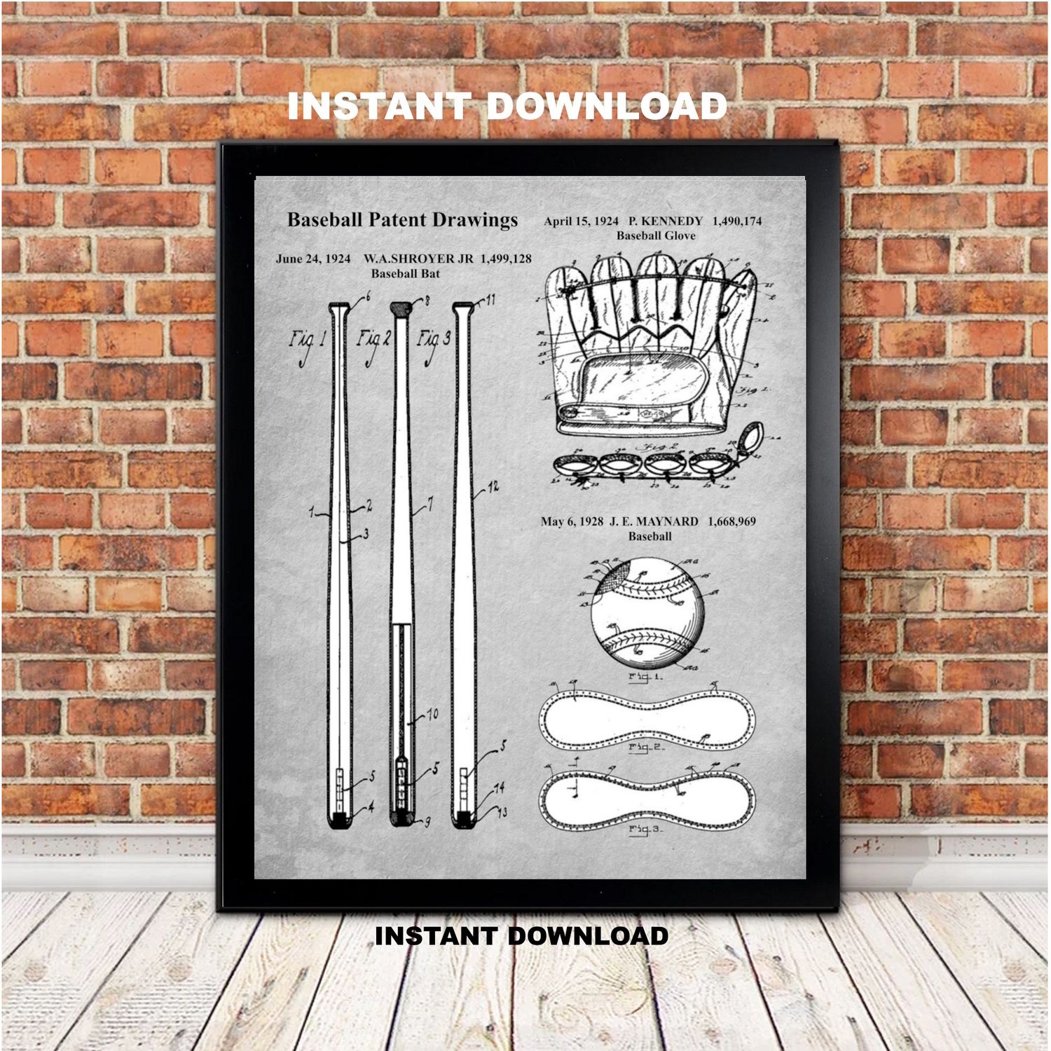 Printable Baseball Wall Art for a Man Cave - A Curated Collection of Sports Patents