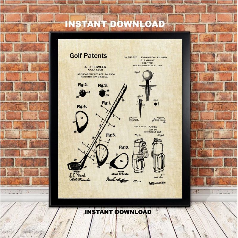 Printable Golf Patent A Curated Collection Golf Club Golf Tee & Golf Bag Printable Golf Patent A Curated Collection Golf Club Golf Tee & Golf Bag