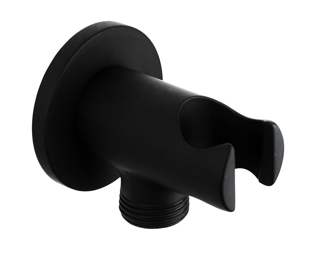 Supporto con presa d'acqua 1/2" per doccetta nera tonda serie RCT (AQG)