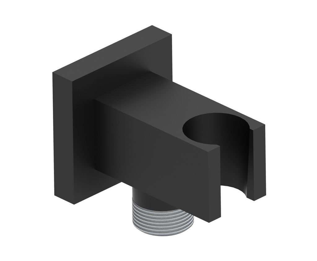 Supporto con presa d'acqua 1/2" per doccetta nera quadrata serie CCT (AQG)