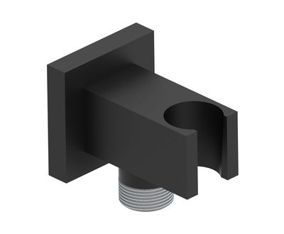 Supporto con presa d'acqua 1/2" per doccetta nera quadrata serie CCT (AQG)
