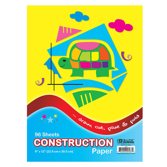 9x12 Construction Paper, 96 sheets, assorted colors