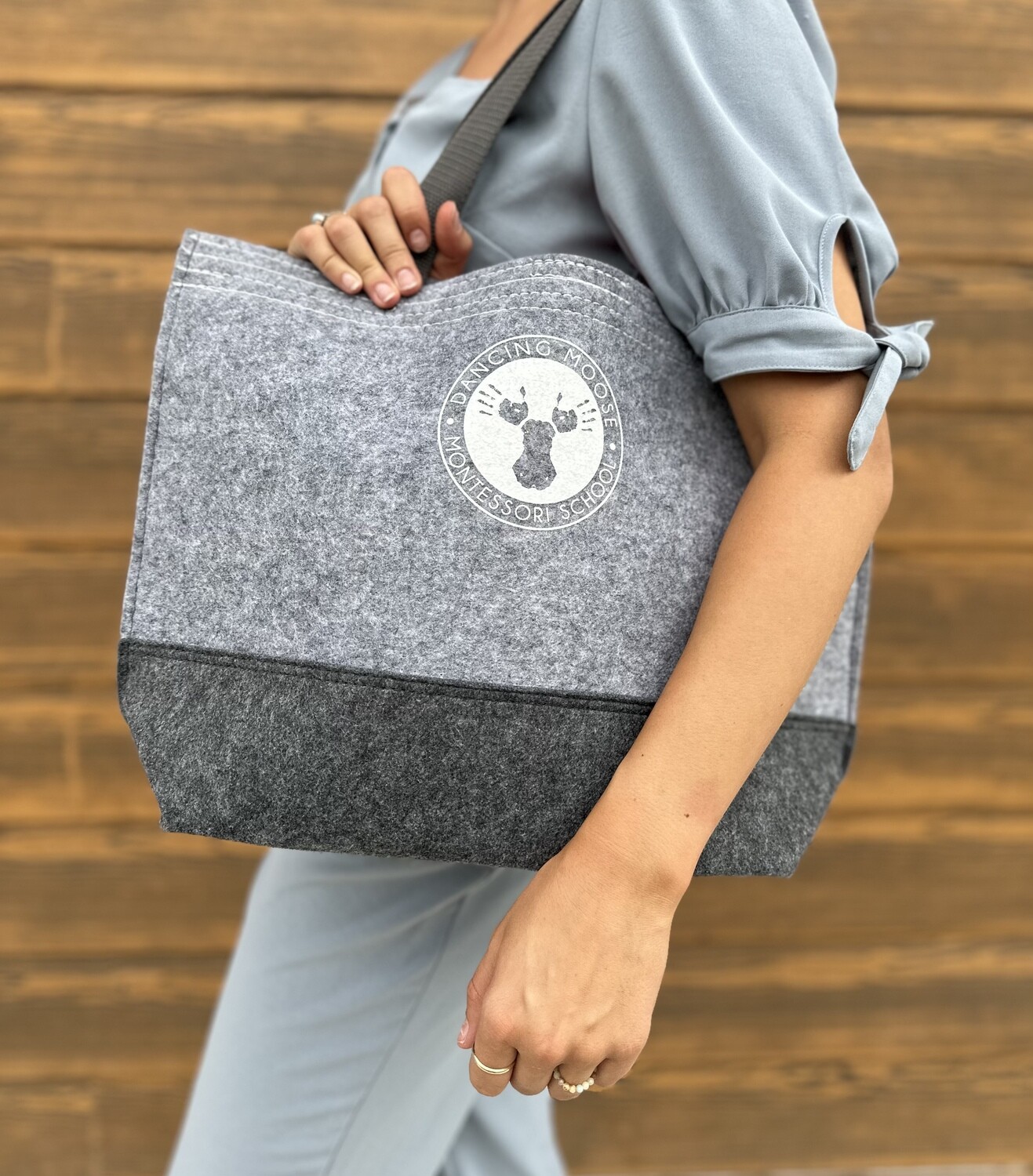 Grey Dancing Moose Tote Bag