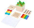 4 in 1 Toddler Play Kit Coin Box, Carrot Harvest Game and Matchstick Color Drop Game
