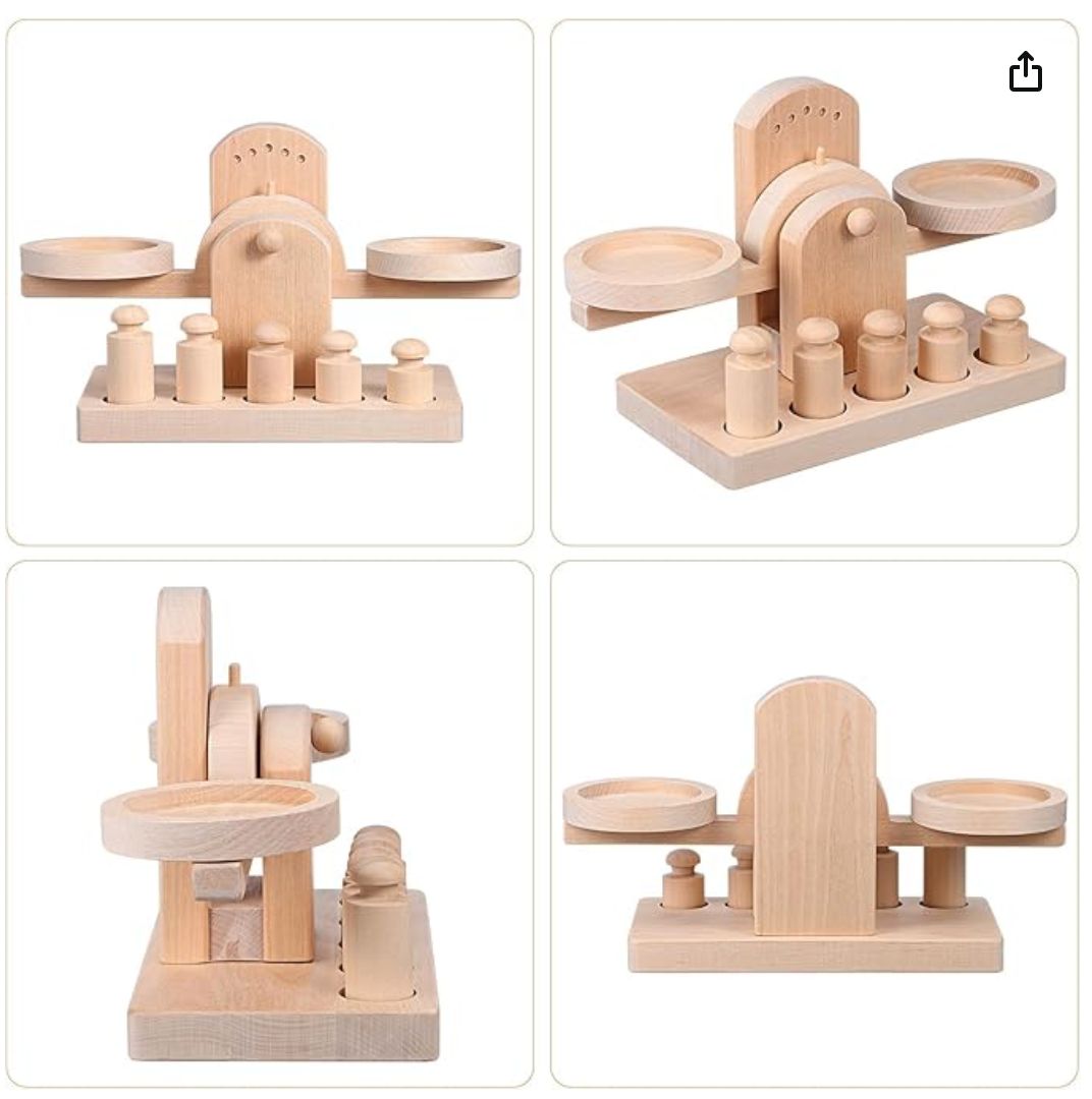 Wooden Balance Scale Toy Set for Kids