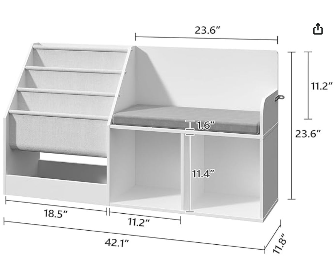 42.1&quot; Kids Bookshelf with Reading Nook