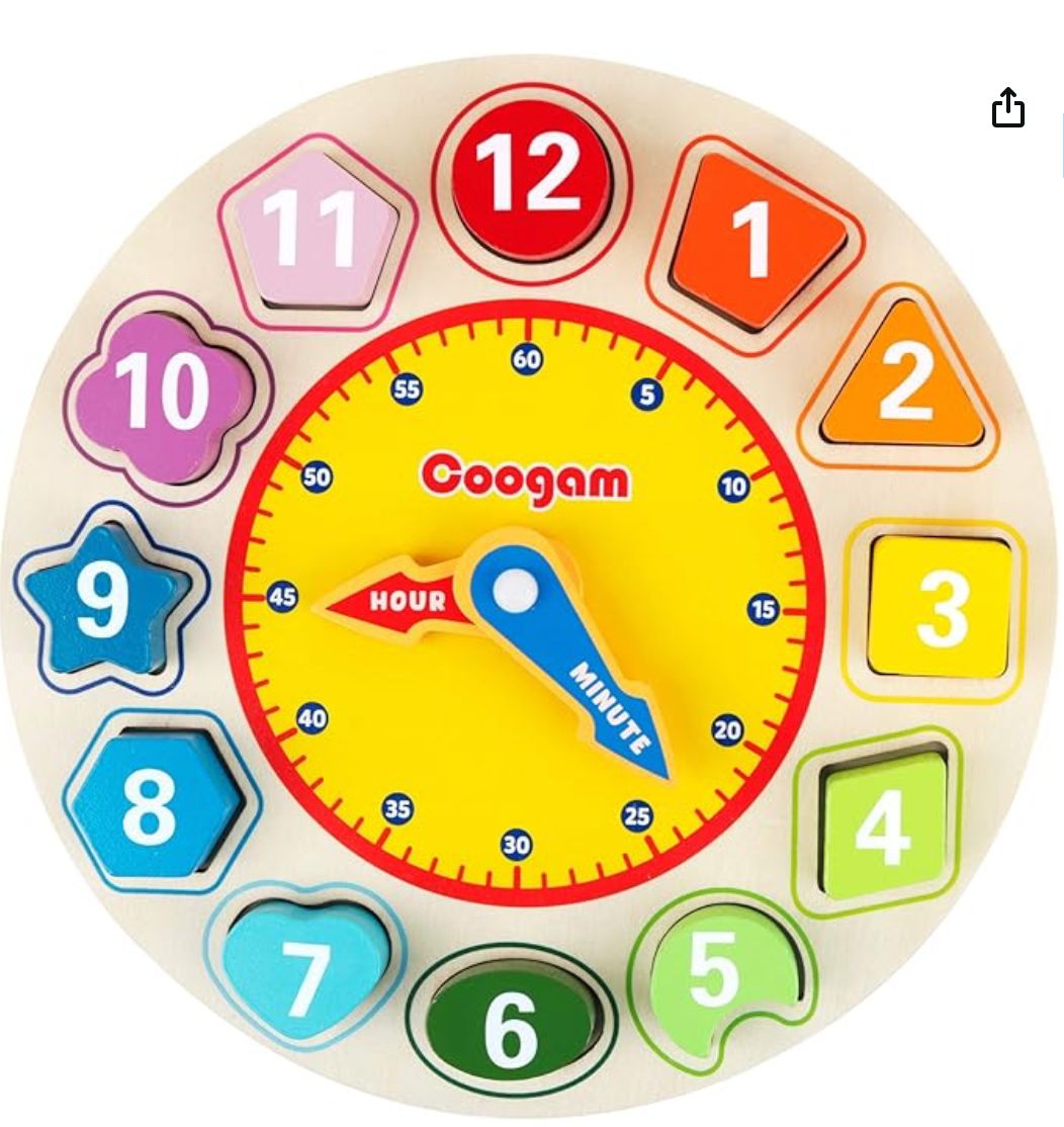 Wooden Shape Color Sorting Clock