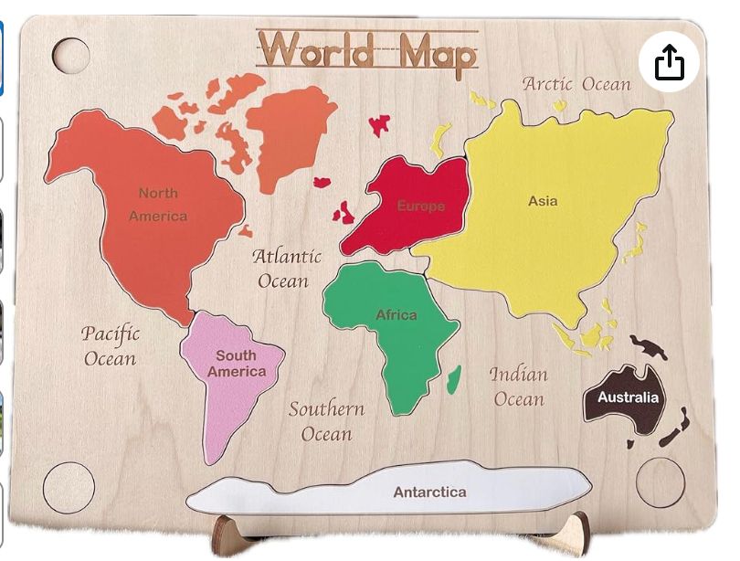Montessori continent world map puzzle