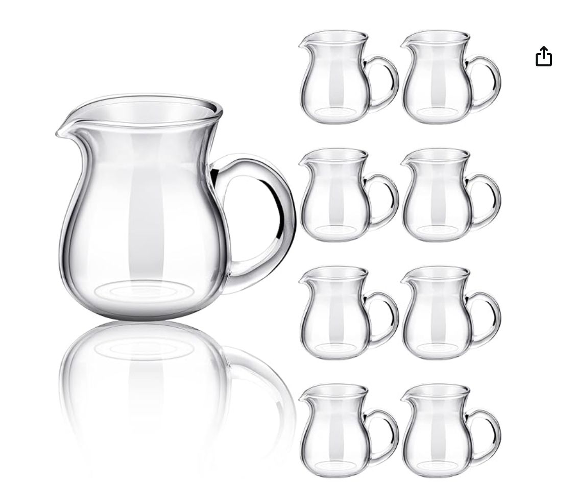 Suclain 8 Pcs Glass Creamer Pitcher