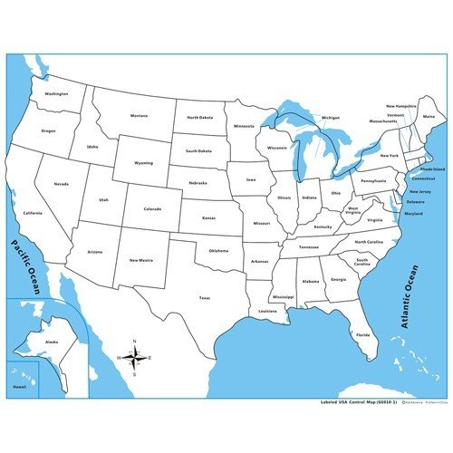 Labeled USA Map Control
