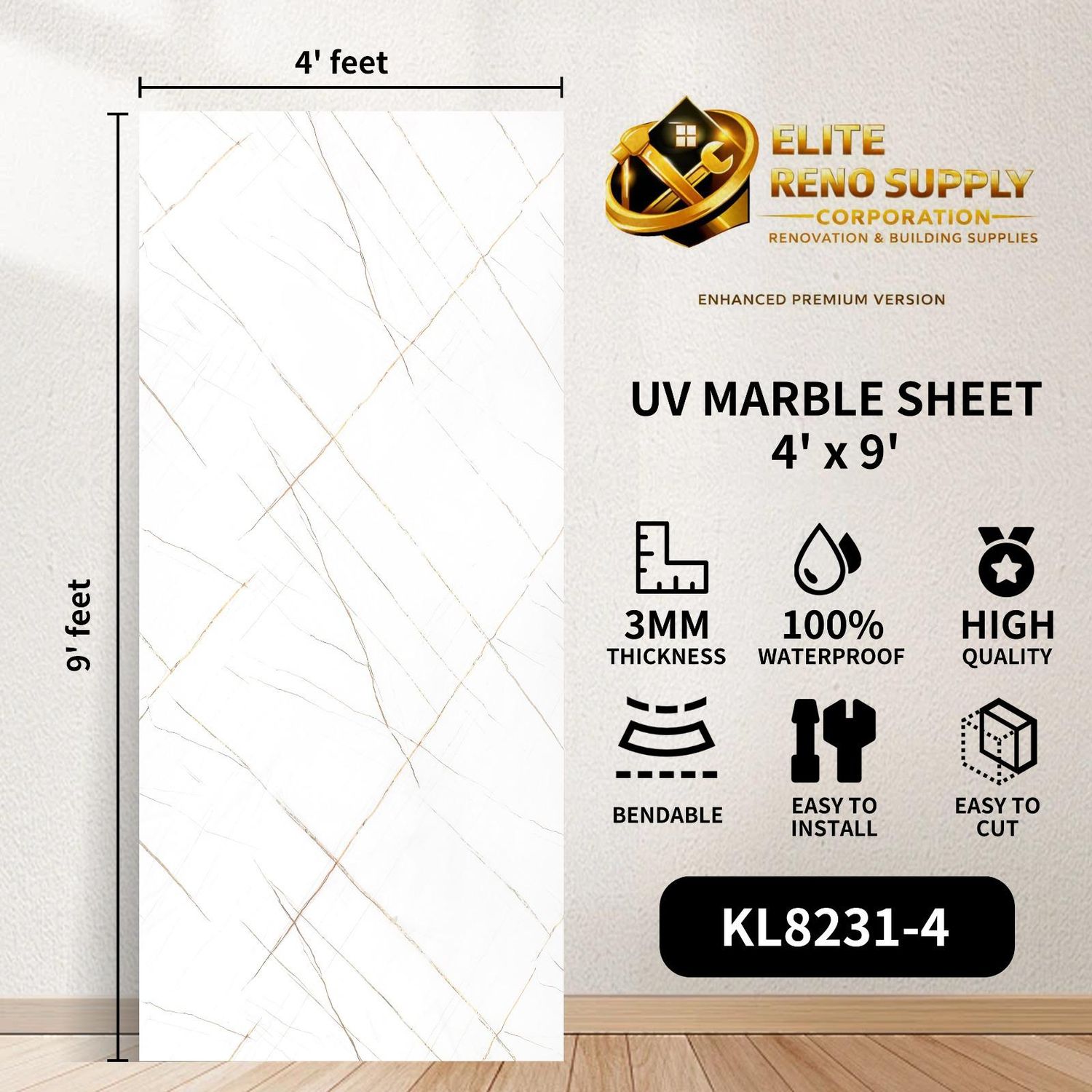 UV MARBLE SHEET - SILVER LINES