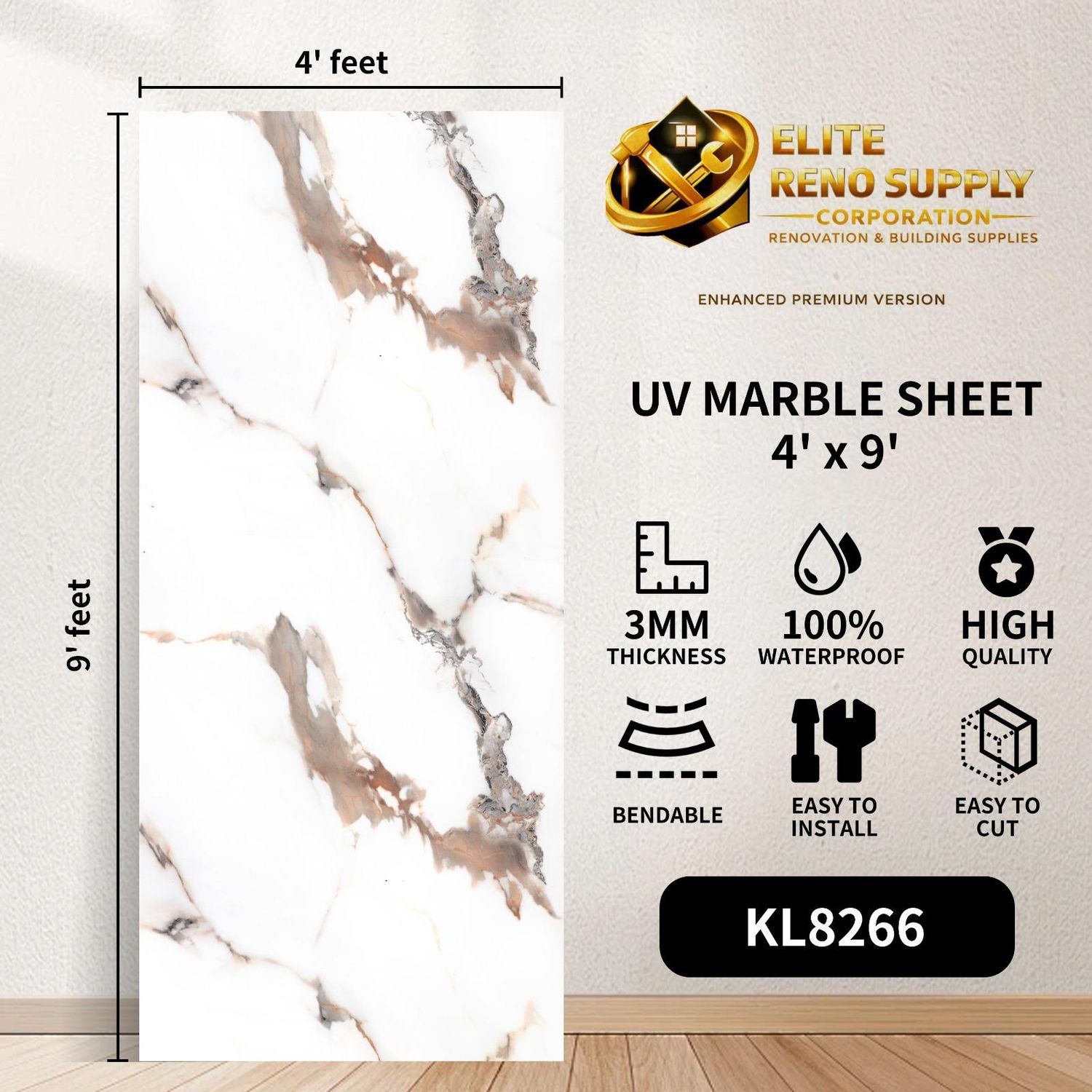 UV MARBLE SHEET - GOLD CLOUD